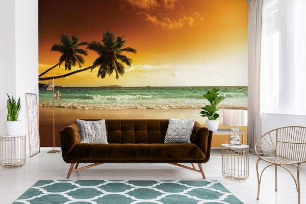 Vlies Fototapete Strand Palme Wohnzimmer 416 x 254 cm