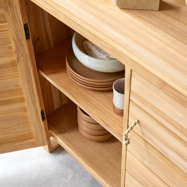 Sideboard Minimalys Beige - Teakholz - 170 x 90 x 40 cm