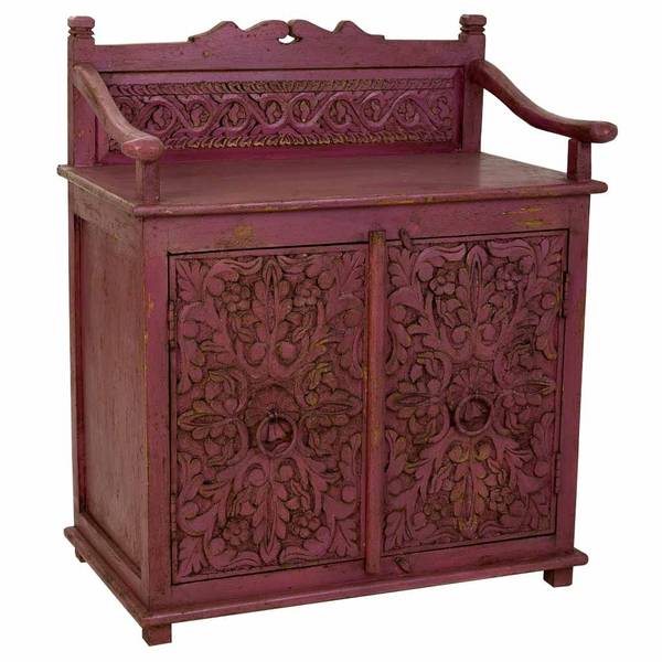 Buffet Dalian Rose foncé - Bois massif - 70 x 85 x 42 cm
