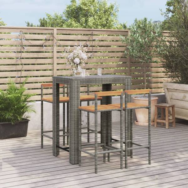 Bar de jardin 3029647-2 (lot de 5) Gris - Acacia - Acier - Polyéthylène - 60 x 110 x 100 cm