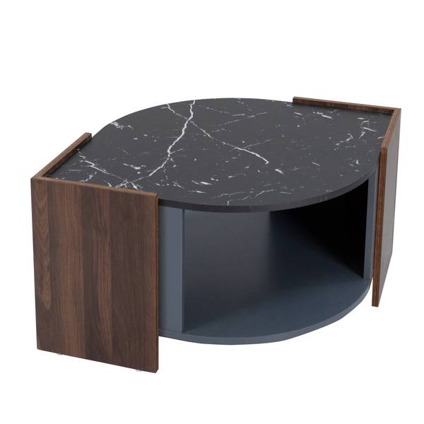 Salontafel MARBWoody Ⅱ zwart - bruin - plaatmateriaal op houtbasis - 63 x 40 x 97 cm