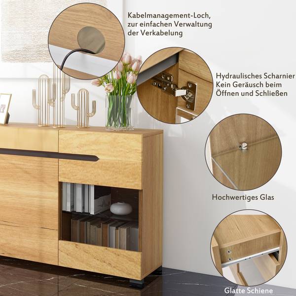 Sideboard Kranqruk Braun - Holzwerkstoff - 35 x 80 x 140 cm