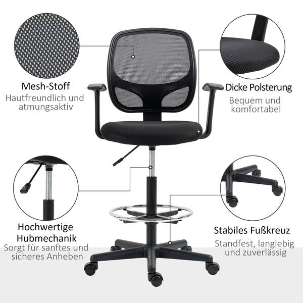 Zeichenstuhl 921-598 Schwarz - Nylon - 56 x 132 x 60 cm