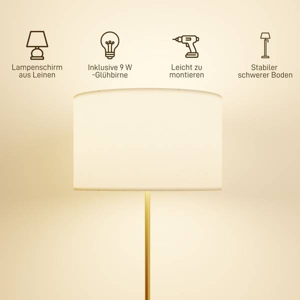 Staande lamp B31-625V91GD goud - linnen - staal - 40 x 168 x 40 cm