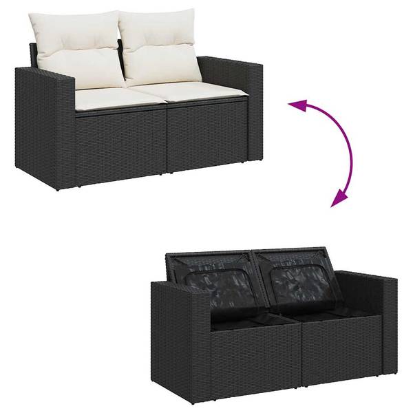 Tuin Bankstel 3036504-3 set van 8 zwart - crèmekleurig