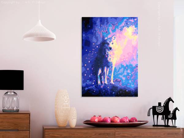 Wandbild Malen nach Zahlen Tiere Iv Violett - Gelb - Baumwollstoff - 40 x 60 x 2 cm