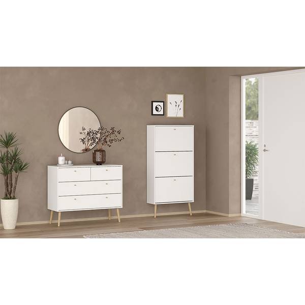 Bodo schoenenkast wit - deels massief hout - 71 x 140 x 24 cm