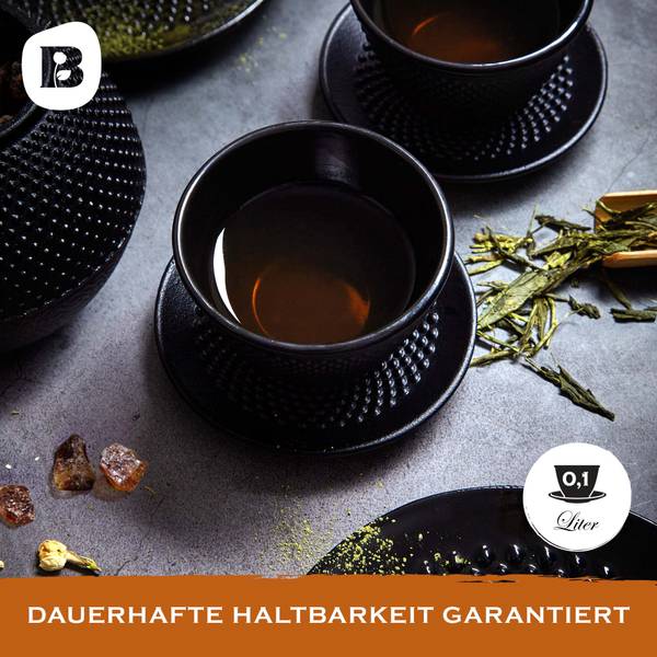 2er Set Gusseisen Teetassen+Untersetzer Schwarz - Gusseisen - 11 x 8 x 21 cm