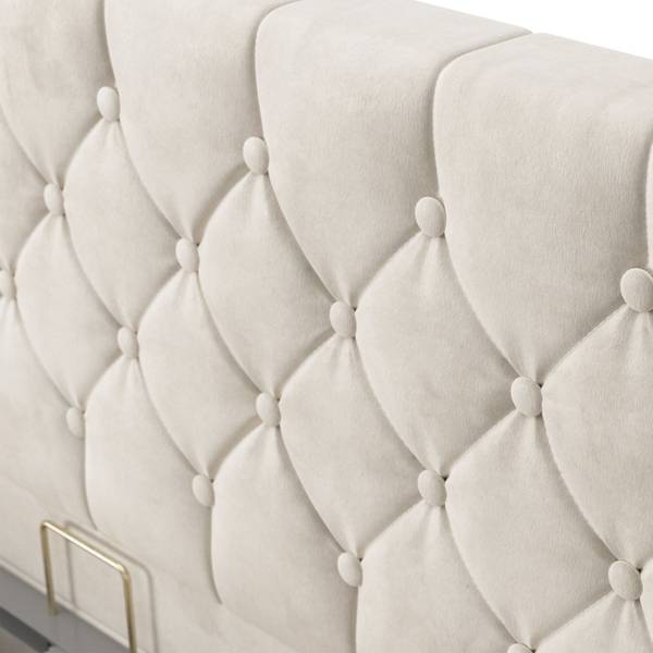 Polsterbett Nizza Beige - Breite: 140 cm