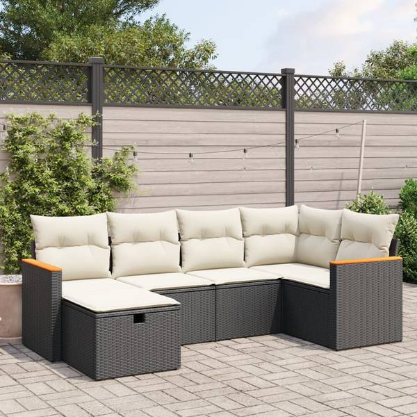 Salon de jardin 3036563-1 (lot de 6) Noir - Crème - Blanc