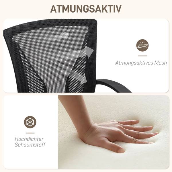 Bürostuhl 921-725V00BK Schwarz - Textil - 60 x 102 x 62 cm