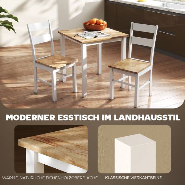 Esstisch Stühle Set 83A-P032 Weiß - Gelb - Holzwerkstoff - 69 x 75 x 69 cm