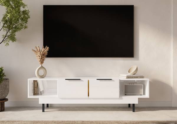 Meuble TV ARTEMISA Blanc - Bois manufacturé - 163 x 46 x 42 cm