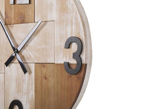 Wanduhr MICHAPAN Schwarz - Braun - Holzwerkstoff - 60 x 60 x 4 cm