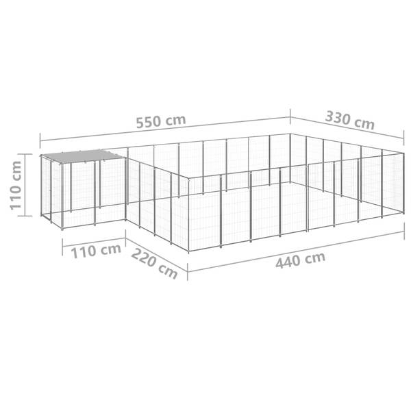 Hondenkennel 3011846 zilver - Diepte: 550 cm