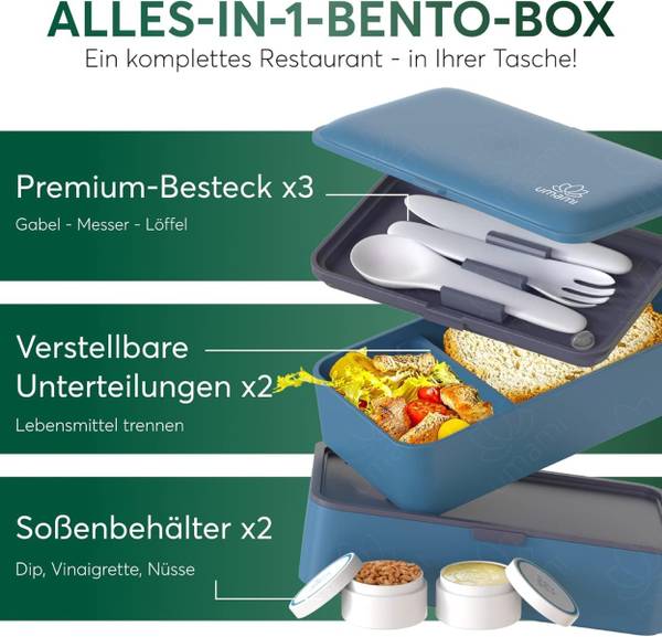 Bento Box Original Blau - Polypropylen - 11 x 11 x 19 cm