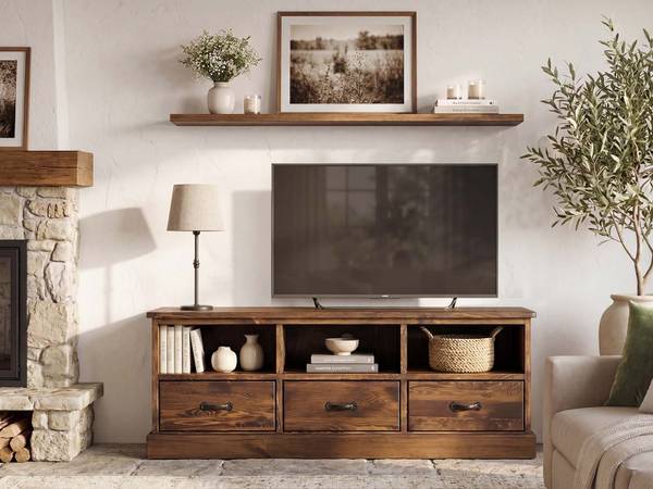 TV-schrank Rustyk 1 Braun - Kiefer - Stahl - 152 x 56 x 45 cm