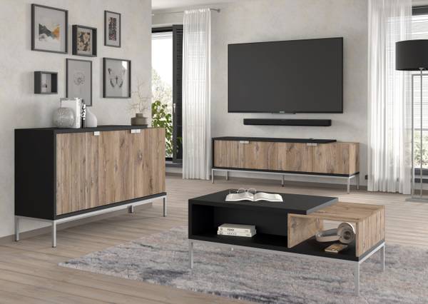 Couchtisch Toledo 110x55 Schwarz - Braun - Holzwerkstoff - 110 x 45 x 55 cm