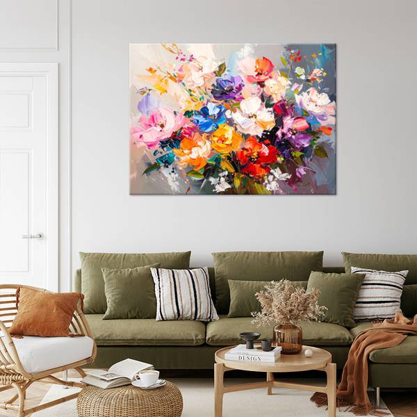 Canvas schilderij Bloemen 60 x 40 cm