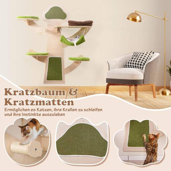 Kratzbaum BH32373SZDE Grün - Holzwerkstoff - 50 x 180 x 171 cm