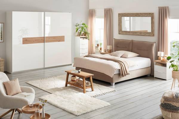 Boxspringbett FOG Beige - Textil - Holz teilmassiv - 184 x 1 x 160 cm