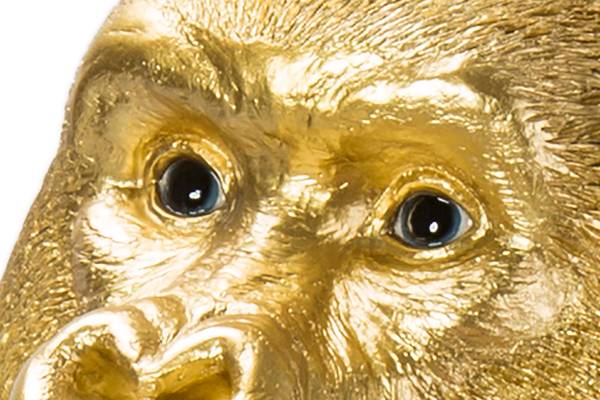 Deko Figur Monkey Gorilla Side Gold - Polyresin - 30 x 39 x 28 cm