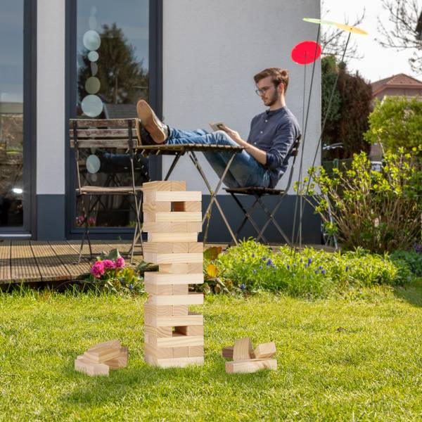 XL Wackelturm Holz Schwarz - Braun - Polyester - 17 x 63 x 17 cm