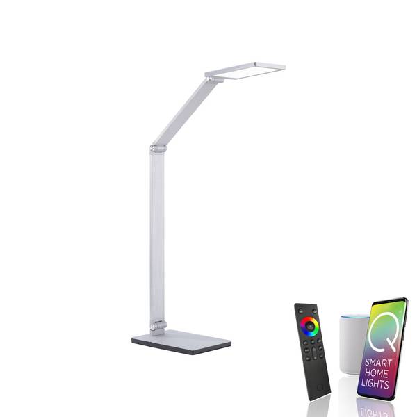 LED Tischleuchte Q-HANNES Smart Home Grau - Aluminium - 12 x 76 x 39 cm