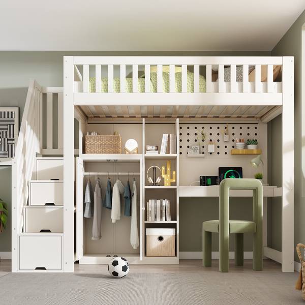 Stapelbed SHEFBuch Ⅰ wit - grenenhout - 97 x 170 x 253 cm