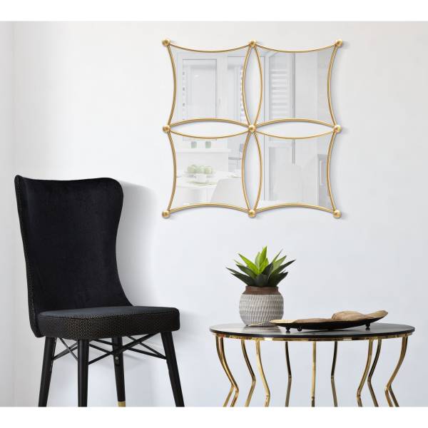 Gerahmter Spiegel VKH497 Gold - Metall - 68 x 68 x 4 cm