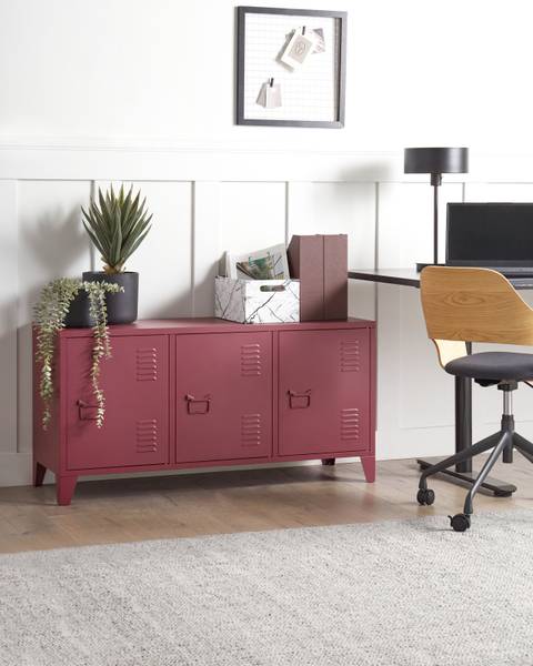 Armoire de bureau CARDIFF Rouge - Métal - 120 x 60 x 40 cm