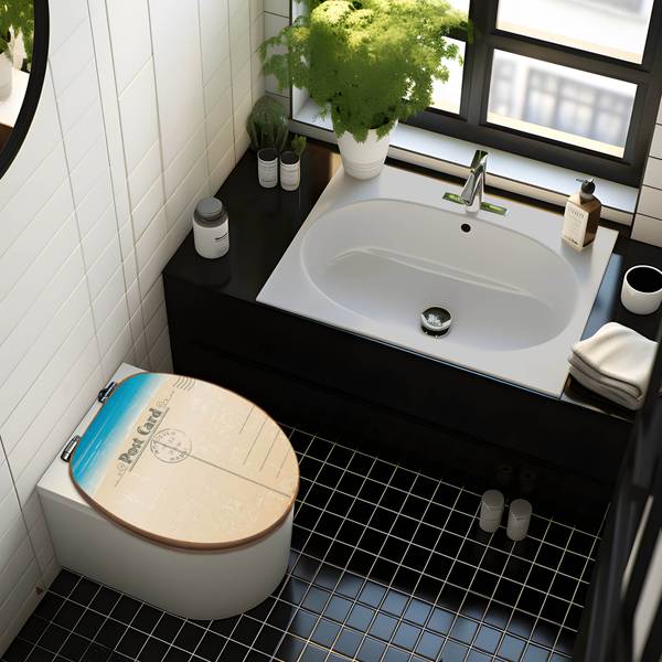 WC-Sitz mit Absenkautomatik Postkarte Braun - Bambus - Holzwerkstoff - 38 x 5 x 49 cm