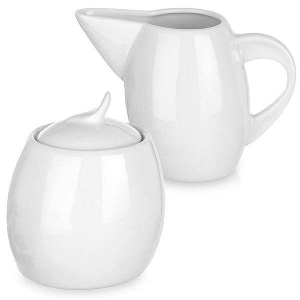 Zuckerdose und Milchkännchen 2-tlg. Set Weiß - Keramik - 9 x 10 x 9 cm