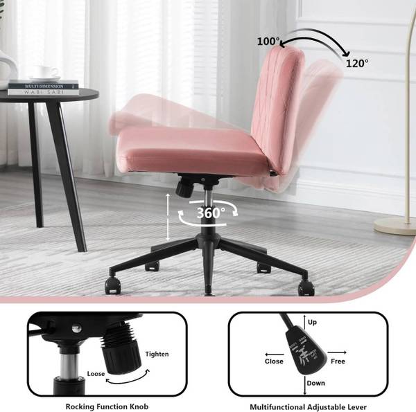 Bürostuhl Slavisa Pink - Samt - 64 x 88 x 50 cm