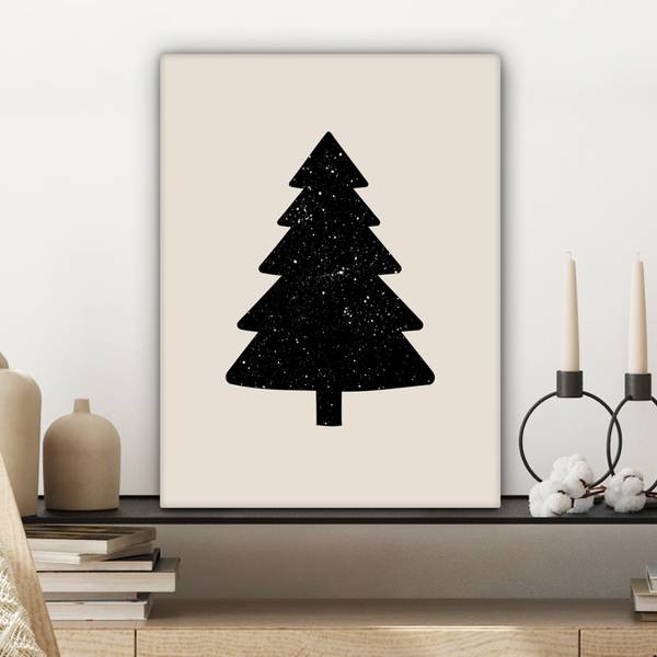 LEINWANDBILD Weihnachtsbaum Schwarz - Baumwollstoff - 30 x 40 x 2 cm