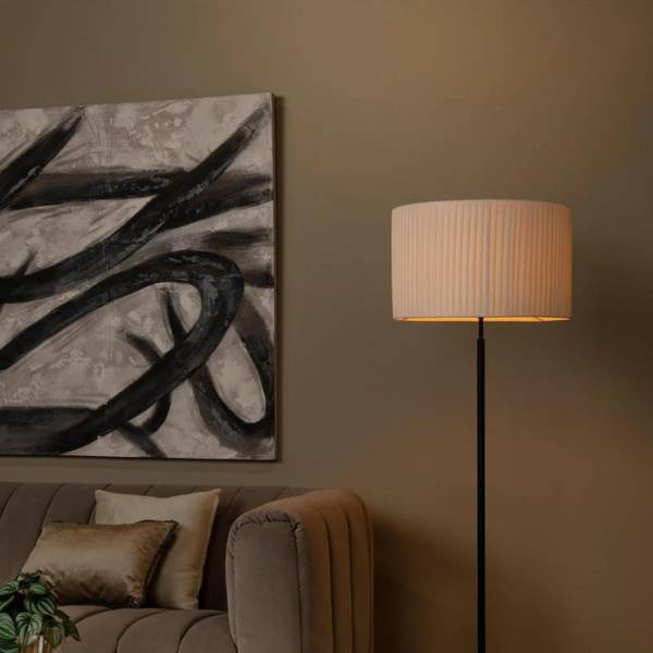 Stehlampe FOLD Weiß - Strukturstoff - Stahl - 45 x 150 x 45 cm