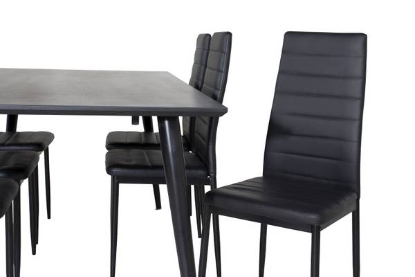 Eetkamerset Dipp 51 (7-delig) zwart - massief hout - 90 x 75 x 180 cm