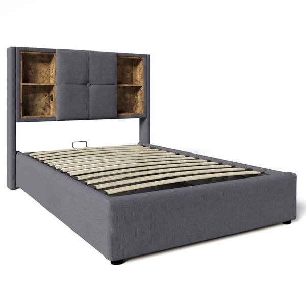 Lit rembourré WireLessLade Ⅰ Gris - Largeur de la surface de couchage : 90 cm