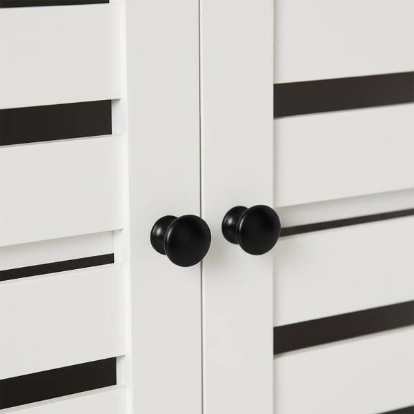 Waschbeckenunterschrank Lamellentüren Schwarz - Weiß