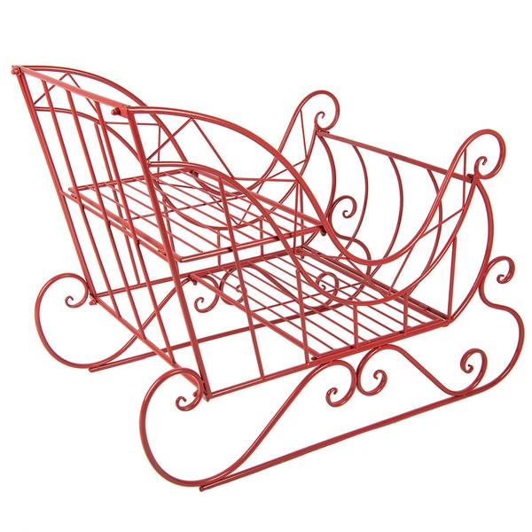 Weihnachtsschlitten Grosser Xmas&Tristan Rot - Metall - 51 x 68 x 90 cm