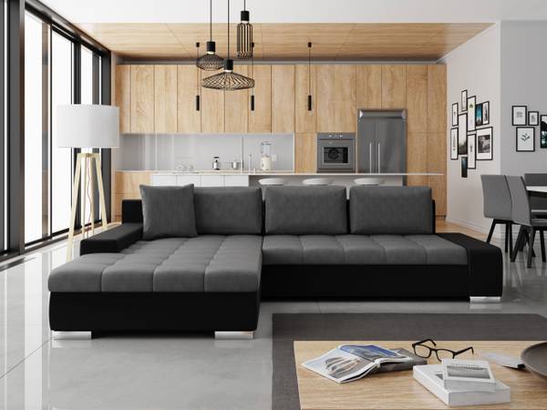 Ecksofa Orkan Schwarz - Grau - Microfaser