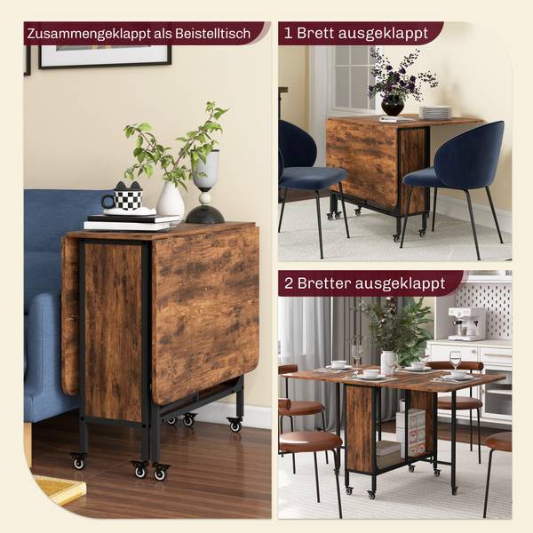 Opvouwbare eettafel 835-789V00RB bruin - plaatmateriaal op houtbasis - 80 x 74 x 130 cm