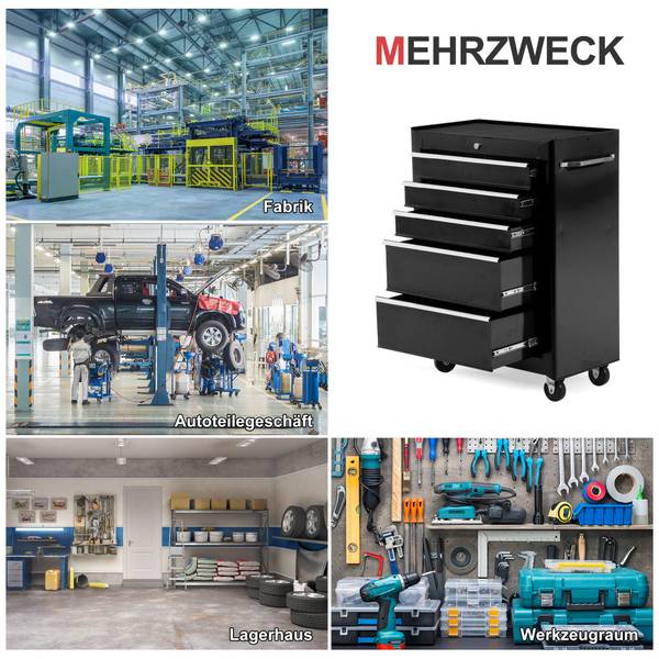 Werkstattwagen B20-004BK Schwarz - Metall - 33 x 83 x 62 cm