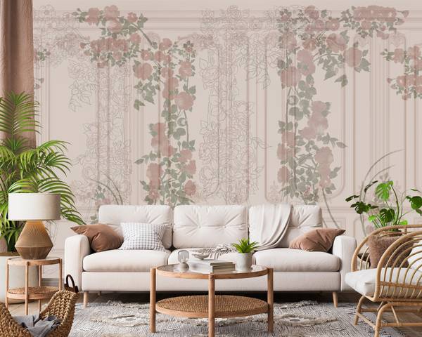 Vlies-Fotobehang BLOEMEN BAROK Bladeren 180 x 120 x 120 cm