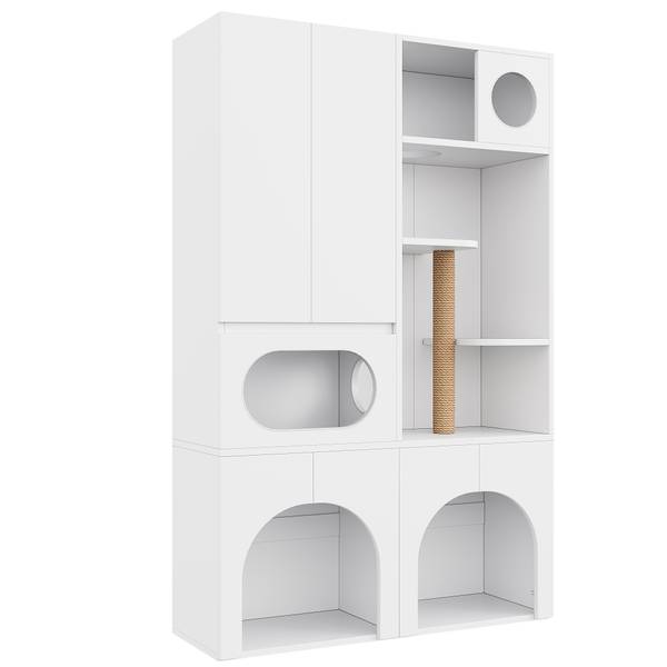 Haustierschrank BAMU23 Ⅳ Weiß - Holzwerkstoff - 45 x 195 x 140 cm
