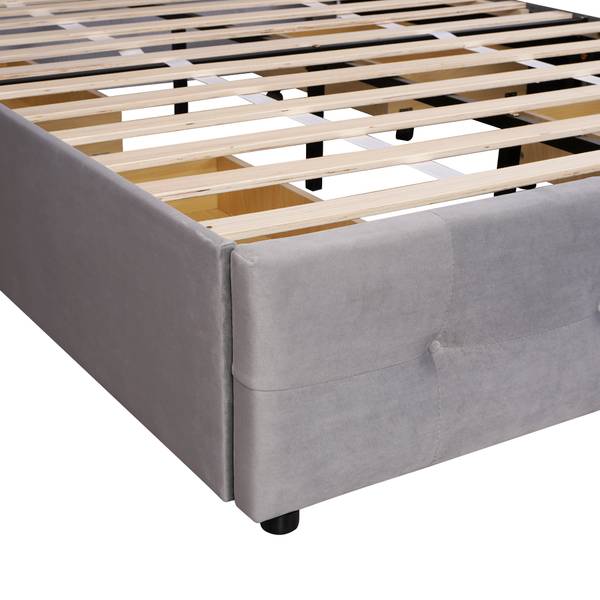 Polsterbett Apollo Ⅲ Grau - Polyester - Samt - Kiefer - Stahl - 149 x 106 x 210 cm