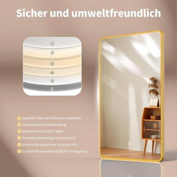LED Badspiegel mit Beleuchtung Mexico 70 x 100 cm