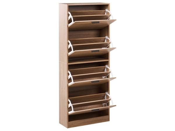 Schoenenkast BOWRAL zwart - bruin - plaatmateriaal op houtbasis - 60 x 150 x 24 cm