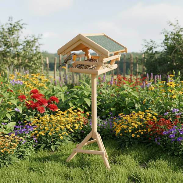 Vogelfutterhaus aus Tannenholz Dunkelgrün - Hellbraun