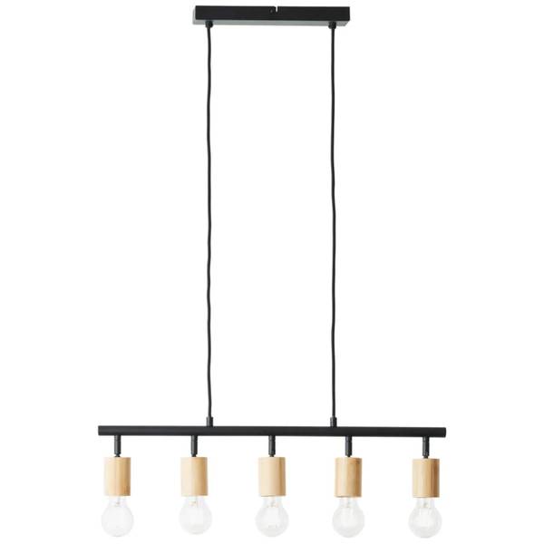 Pendelleuchte Tiffany Schwarz - Braun - Holz